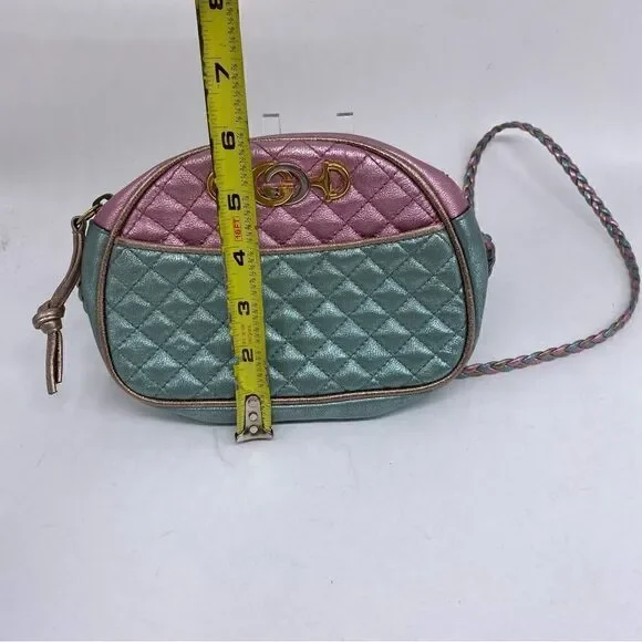 Gucci Women’s Quilted Laminated Calf Skin Multi Color Mini Crossbody Purse - Picture 4 of 6